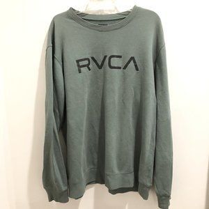 RVCA Mens Green Logo Crewneck Pullover Sweater
